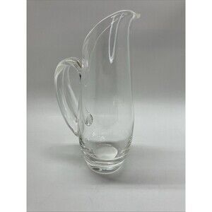 Vintage Steuben Art Glass Crystal Martini 10” Pitcher w/ Split Handle 8077